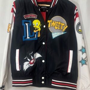 Looney Tunes Black Varsity Jacket size Large women’s